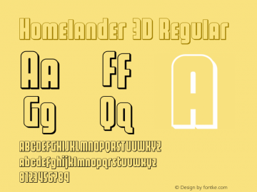 Homelander 3D Version 1.0; 2020 Font Sample