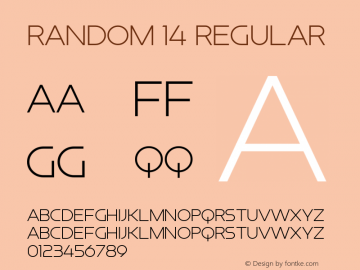 Random 14 Version 1.00;September 23, 2019;FontCreator 11.5.0.2430 64-bit Font Sample