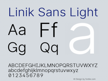 Linik Sans Light Version 2.006;April 7, 2020;FontCreator 12.0.0.2522 64-bit; ttfautohint (v1.8.3)图片样张