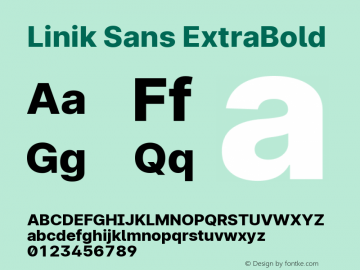 Linik Sans ExtraBold Version 3.003;April 7, 2020;FontCreator 12.0.0.2522 64-bit; ttfautohint (v1.8.3) Font Sample