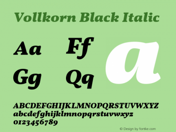 Vollkorn Black Italic Version 4.105图片样张