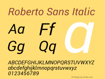 Roberto Sans Italic Version 1.00;April 5, 2020;FontCreator 12.0.0.2522 64-bit; ttfautohint (v1.8.3)图片样张