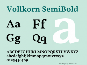 Vollkorn SemiBold Version 4.105;PS 004.105;hotconv 1.0.88;makeotf.lib2.5.64775 Font Sample