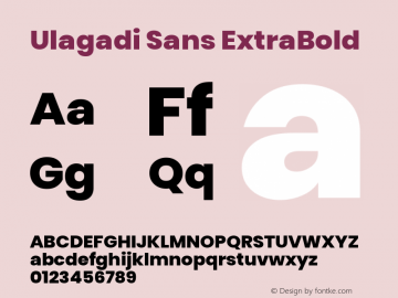 Ulagadi Sans ExtraBold Version 3.01;March 29, 2020;FontCreator 12.0.0.2522 64-bit; ttfautohint (v1.6)图片样张