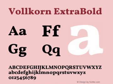 Vollkorn ExtraBold Version 4.105;PS 004.105;hotconv 1.0.88;makeotf.lib2.5.64775 Font Sample