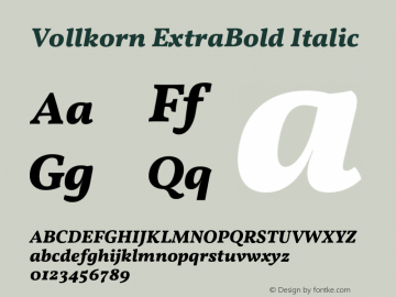 Vollkorn ExtraBold Italic Version 4.105;PS 004.105;hotconv 1.0.88;makeotf.lib2.5.64775图片样张