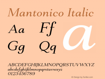 Mantonico-Italic Version 1.000; ttfautohint (v0.97) -l 8 -r 50 -G 200 -x 14 -f dflt -w G图片样张