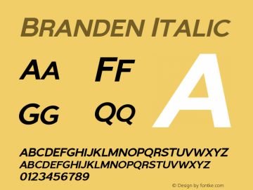 Branden Italic Version 1.000 Font Sample