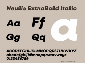Neulis ExtraBold Italic Version 1.000;hotconv 1.0.109;makeotfexe 2.5.65596 Font Sample