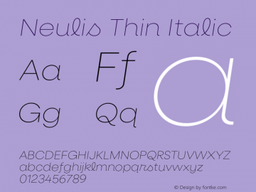 Neulis Thin Italic Version 1.000;hotconv 1.0.109;makeotfexe 2.5.65596图片样张