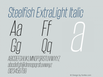 Steelfish ExtraLight Italic Version 5.000图片样张