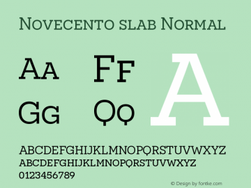 Novecento slab Normal Version 1.001;PS 001.001;hotconv 1.0.70;makeotf.lib2.5.58329 Font Sample