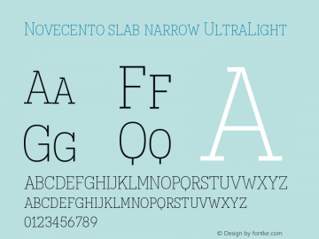 Novecento slab narrow UltraLight Version 1.002;PS 001.002;hotconv 1.0.70;makeotf.lib2.5.58329 Font Sample