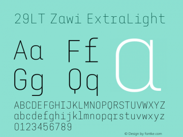 29LT Zawi ExtraLight Version 1.000;hotconv 1.0.109;makeotfexe 2.5.65596 Font Sample