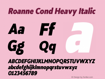 RoanneCondHeavyItalic Version 1.000; ttfautohint (v1.6)图片样张