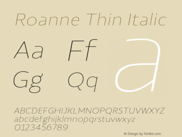 RoanneThinItalic Version 1.000; ttfautohint (v1.6)图片样张