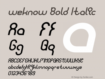 weknow Bold Italic Version 1.00;October 31, 2019;FontCreator 11.5.0.2430 64-bit图片样张