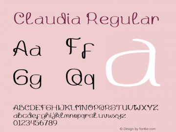 Claudia Version 1.00;December 5, 2019;FontCreator 12.0.0.2546 32-bit Font Sample