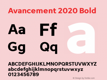 Avancement 2020 Bold Version 1.50;January 22, 2020;FontCreator 11.5.0.2422 64-bit图片样张