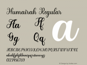 Humairah Version 1.000 Font Sample