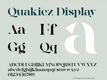Quakiez Display Version 1.00;April 5, 2020;FontCreator 11.5.0.2427 32-bit Font Sample