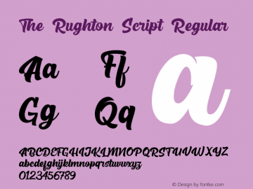 The Rughton Script Version 1.00;March 30, 2020;FontCreator 12.0.0.2563 64-bit图片样张