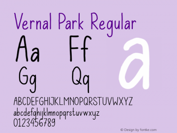 Vernal Park Version 1.00;April 4, 2020;FontCreator 11.5.0.2430 64-bit图片样张