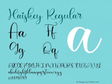 Haiskey Version 1.00;April 13, 2020;FontCreator 12.0.0.2567 64-bit Font Sample