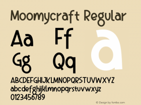 Moomycraft Version 1.00;April 15, 2020;FontCreator 12.0.0.2545 64-bit图片样张