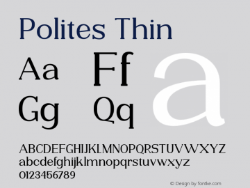 Polites-Thin Version 1.000 Font Sample