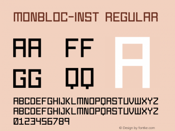 Monbloc-Inst Regular Version 3.003 Font Sample