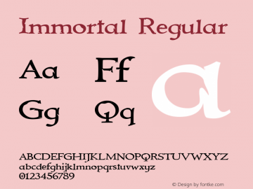 Immortal Regular 1.0 Font Sample