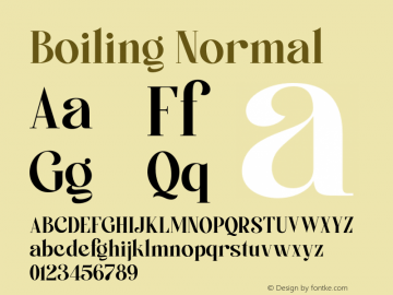 Boiling Normal Version 1.000;hotconv 1.0.109;makeotfexe 2.5.65596 Font Sample