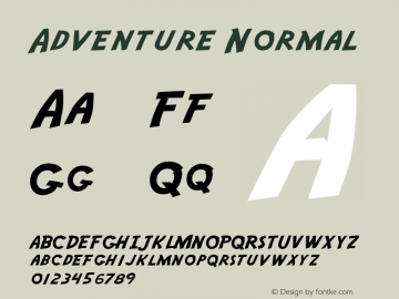 Adventure Normal Version 1.0 Font Sample