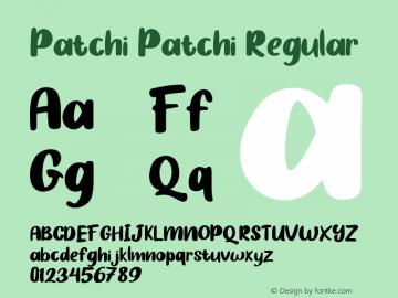 Patchi Patchi Version 1.00;April 16, 2020;FontCreator 12.0.0.2525 64-bit Font Sample