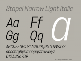 Stapel Narrow Light Italic Version 1.000图片样张