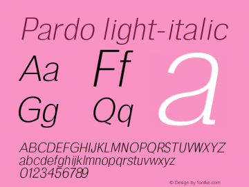Pardo light-italic 0.1.0 Font Sample