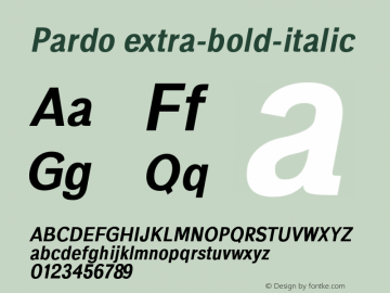 Pardo extra-bold-italic 0.1.0 Font Sample