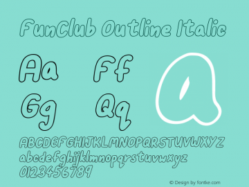 FunClub Outline Italic Version 1.000图片样张
