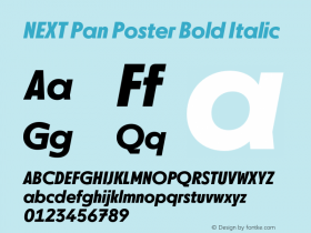 NEXTPanPoster-BoldItalic Version 1.001 Font Sample