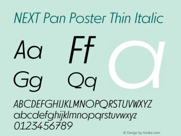 NEXTPanPoster-ThinItalic Version 1.001 Font Sample