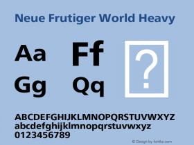 Neue Frutiger World Heavy Version 1.00, build 12, s3 Font Sample