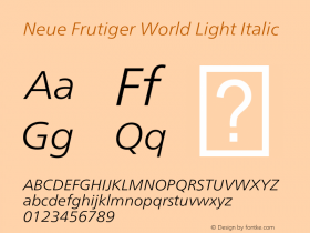 Neue Frutiger World Light It Version 1.00, build 12, s3图片样张