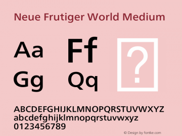 Neue Frutiger World Medium Version 1.00, build 12, s3 Font Sample