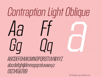 Contraption Light Oblique Version 1.001 2015 Font Sample