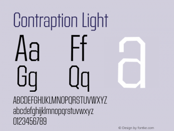 Contraption Light Version 1.001 2015 Font Sample