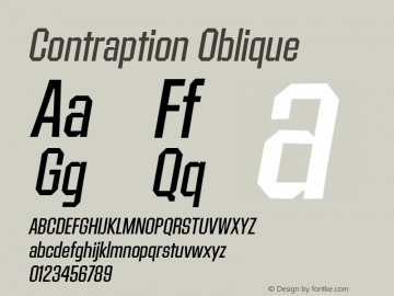 Contraption Oblique Version 1.001 2015 Font Sample