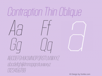 Contraption Thin Oblique Version 1.001 2015 Font Sample