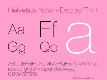 Helvetica Now Display W04 Thin Version 1.00; ttfautohint (v1.6)图片样张