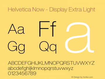 Helvetica Now Display W04 XLt Version 1.00; ttfautohint (v1.6) Font Sample